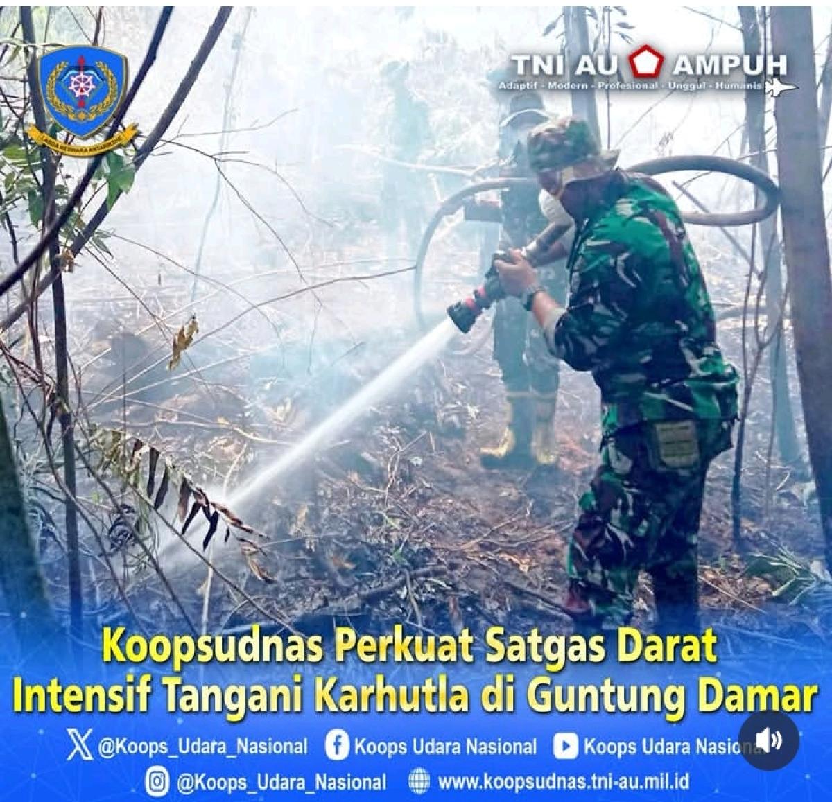Satgas Darat Satuan Jajaran Koopsudnas Tingkatkan Penanganan Karhutla di Gunung Damar Kalsel