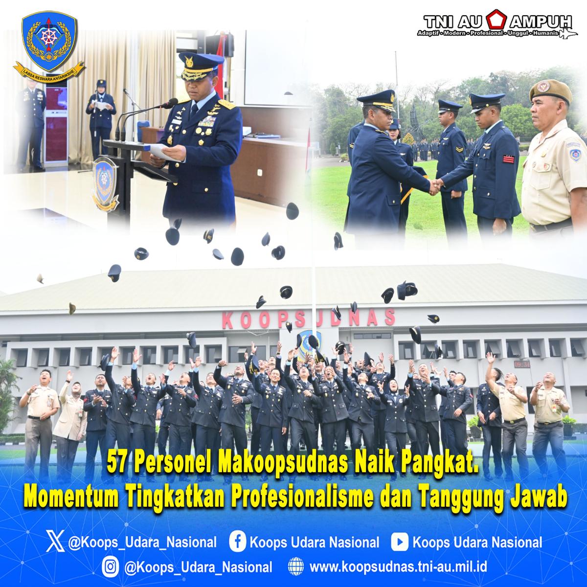 57 Personel Makoopsudnas Naik Pangkat. Momentum Tingkatkan Profesionalisme dan Tanggung Jawab